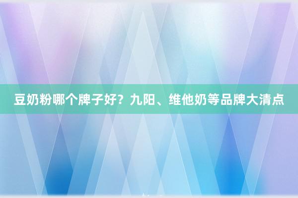 豆奶粉哪个牌子好？九阳、维他奶等品牌大清点
