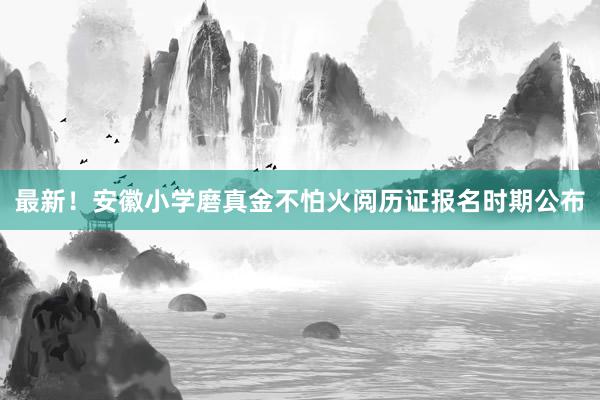 最新！安徽小学磨真金不怕火阅历证报名时期公布