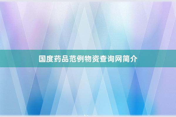 国度药品范例物资查询网简介